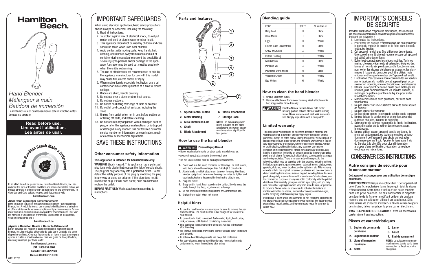 Hamilton Beach 59780R User Manual | 2 pages