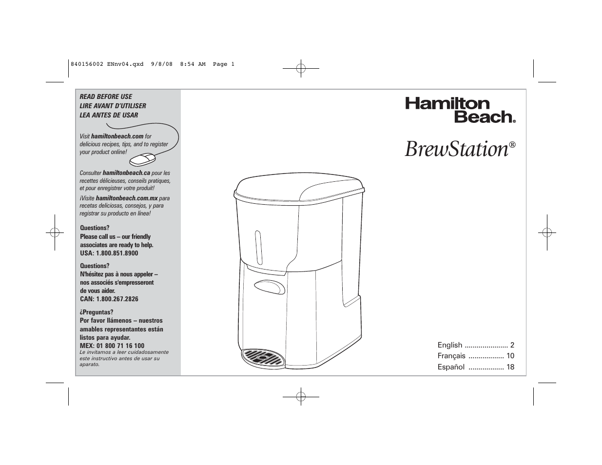 Hamilton Beach Coffee BrewStation User Manual | 28 pages