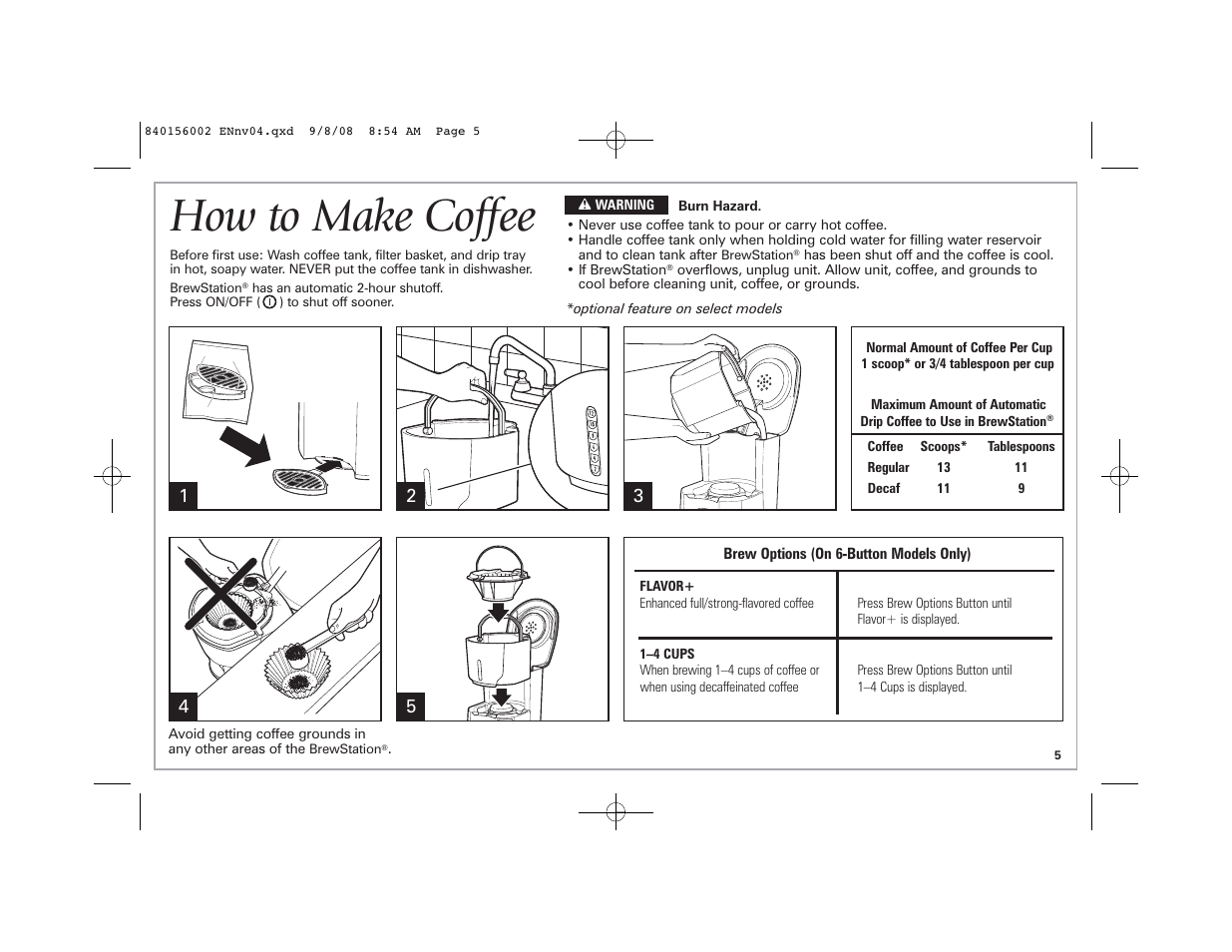 How to make coffee | Hamilton Beach Coffee BrewStation User Manual | Page 5 / 28