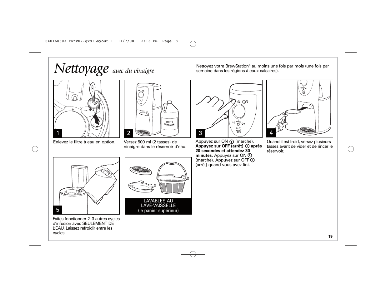 Nettoyage, Avec du vinaigre | Hamilton Beach BrewStation Deluxe 47454H User Manual | Page 19 / 32