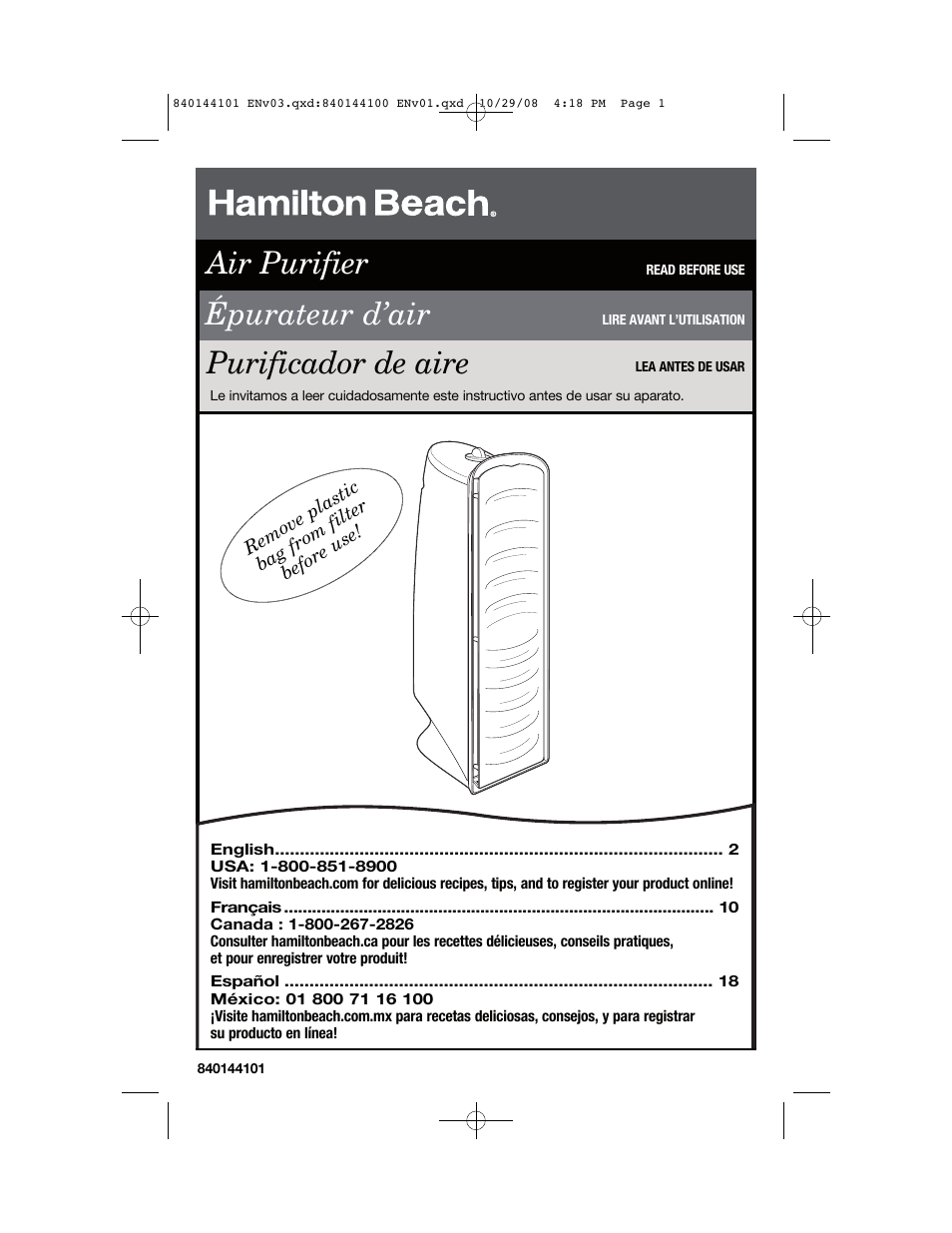 Hamilton Beach 840144101 User Manual | 28 pages