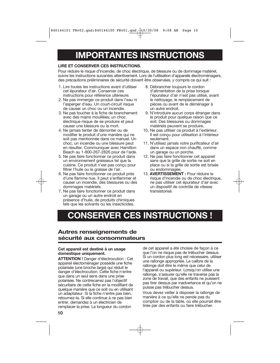 Hamilton Beach 840144101 User Manual | Page 10 / 28
