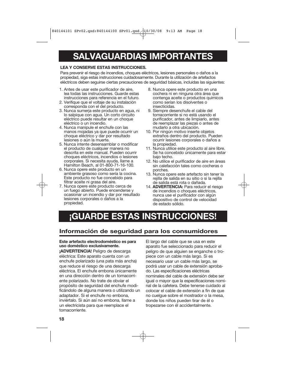 Hamilton Beach 840144101 User Manual | Page 18 / 28