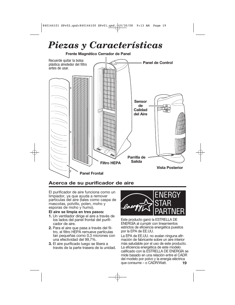 Piezas y características | Hamilton Beach 840144101 User Manual | Page 19 / 28