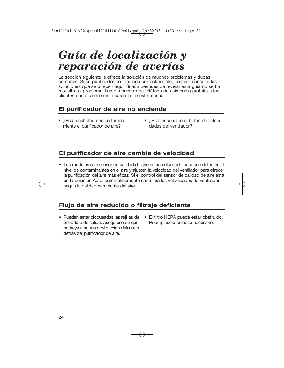 Guía de localización y reparación de averías | Hamilton Beach 840144101 User Manual | Page 24 / 28