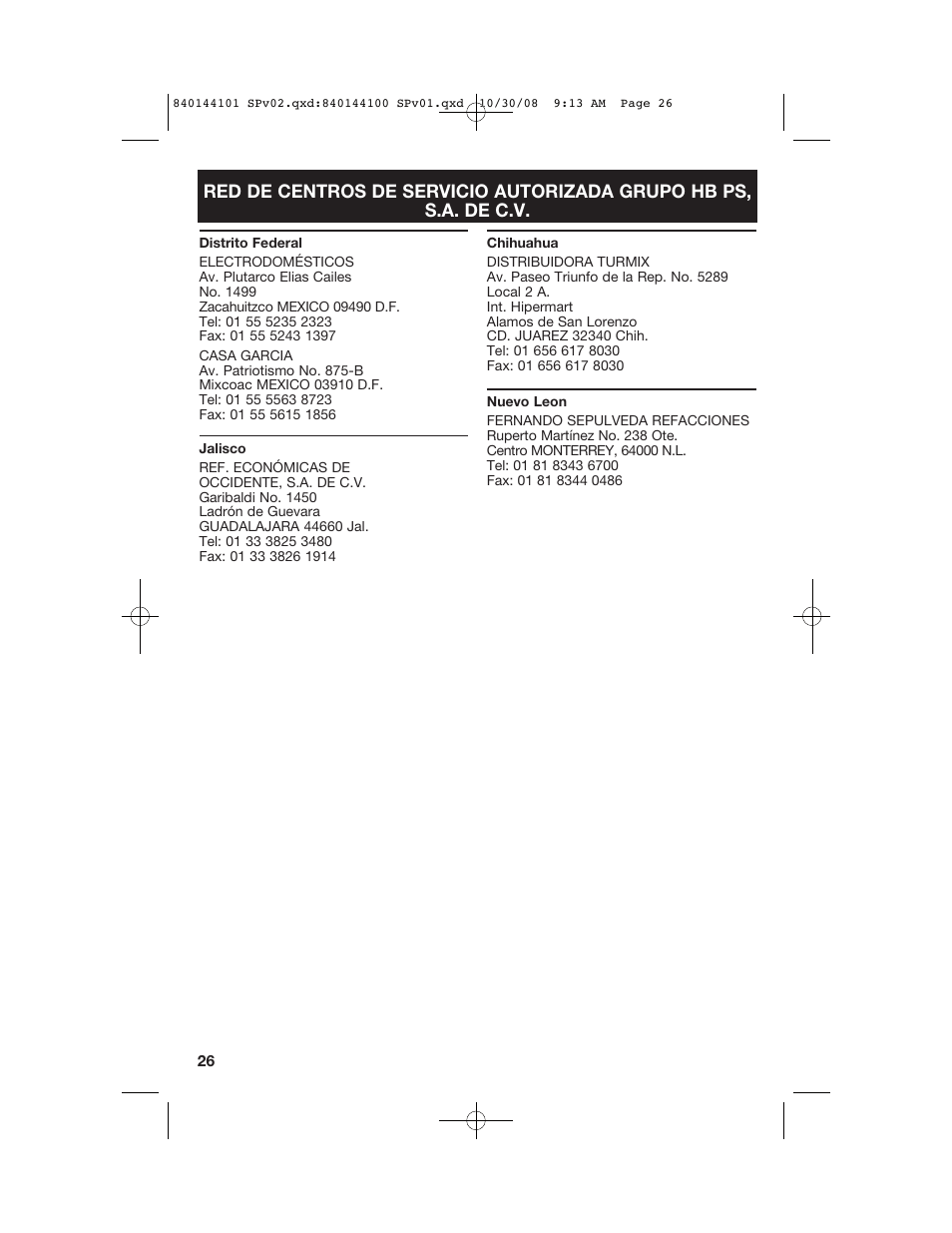 Hamilton Beach 840144101 User Manual | Page 26 / 28
