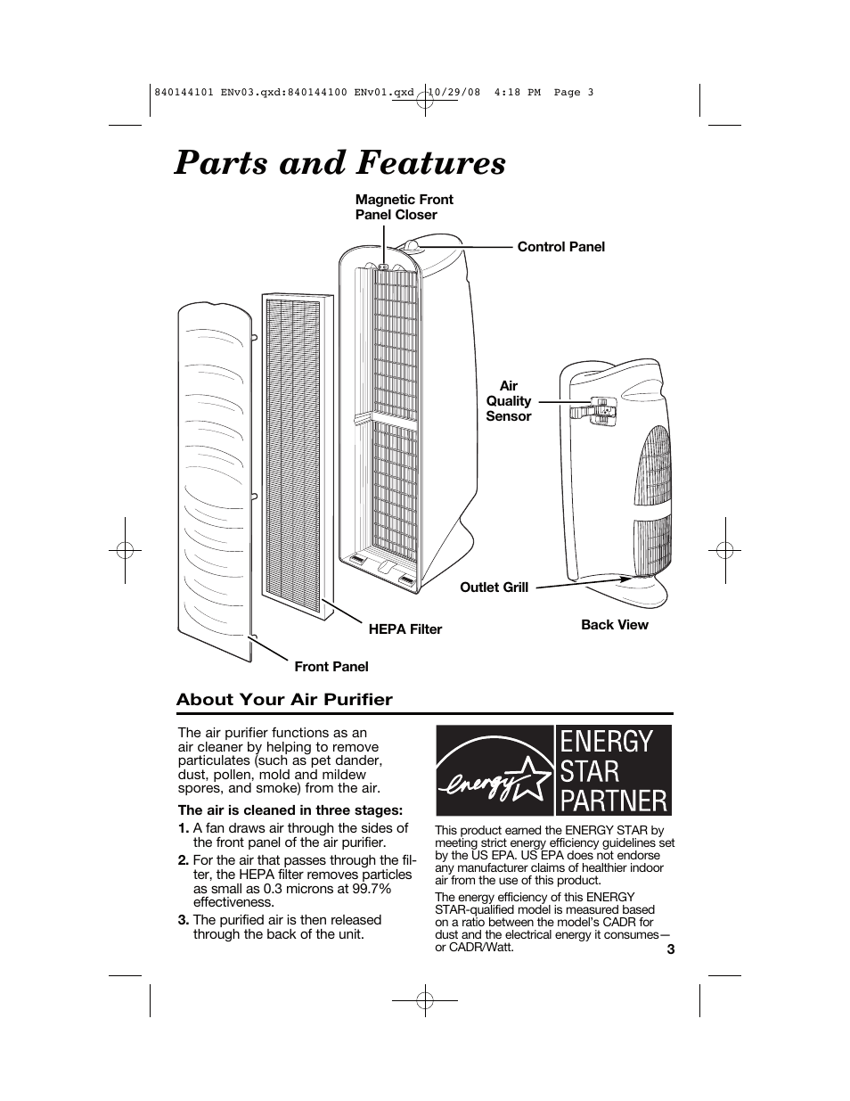 Parts and features | Hamilton Beach 840144101 User Manual | Page 3 / 28