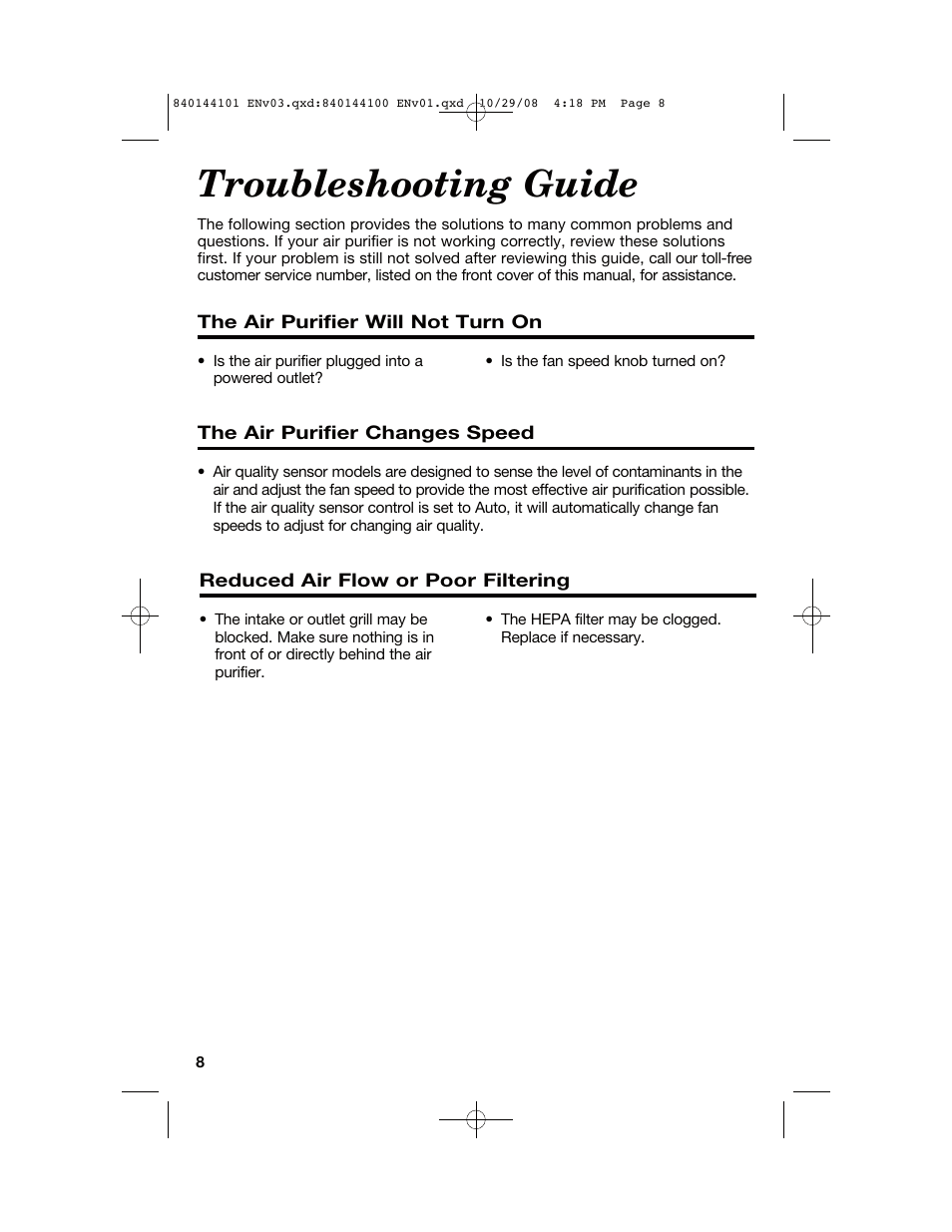 Troubleshooting guide | Hamilton Beach 840144101 User Manual | Page 8 / 28
