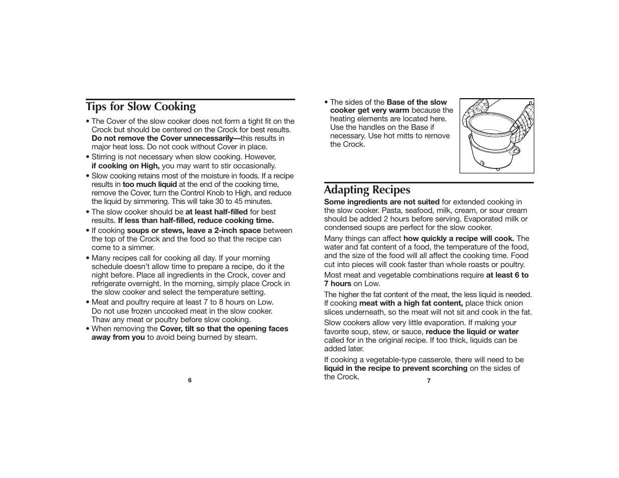 Adapting recipes, Tips for slow cooking | Hamilton Beach 840096800 User Manual | Page 4 / 9