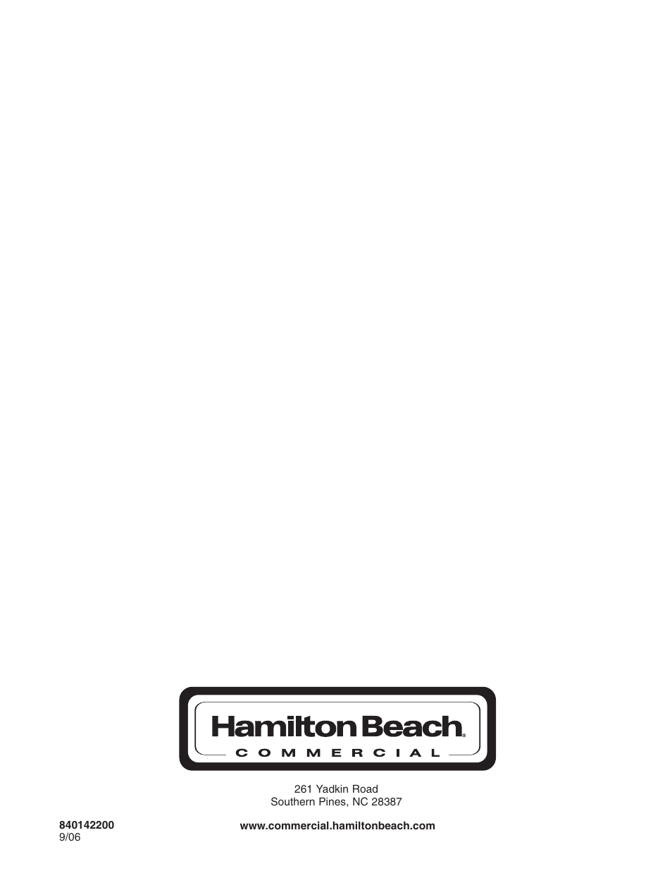 Hamilton Beach 908 Series User Manual | Page 40 / 40