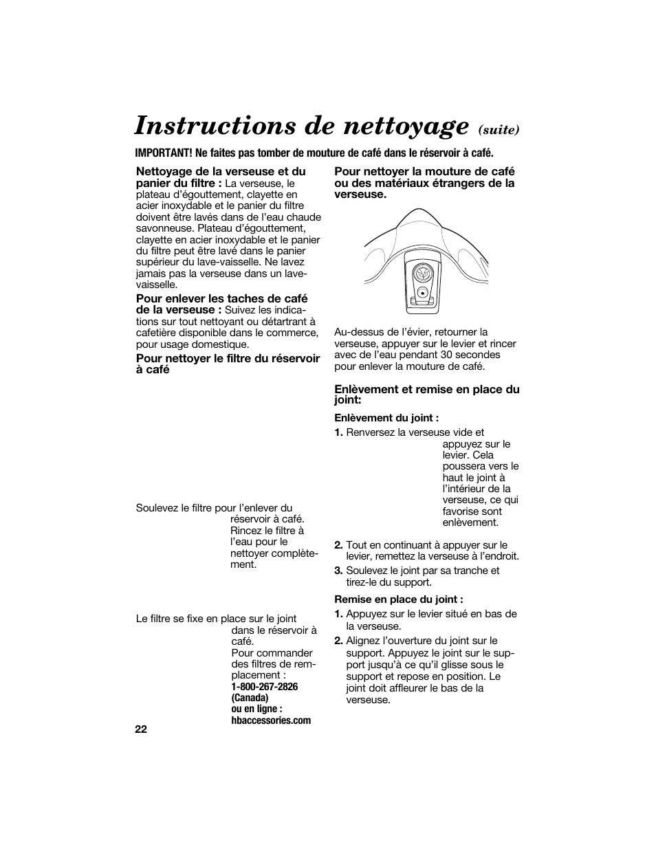 Instructions de nettoyage | Hamilton Beach BrewStation Deluxe 840151500 User Manual | Page 22 / 40