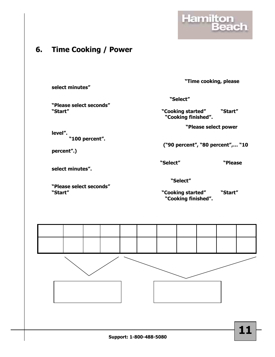 Time cooking / power | Hamilton Beach 87108 User Manual | Page 11 / 19