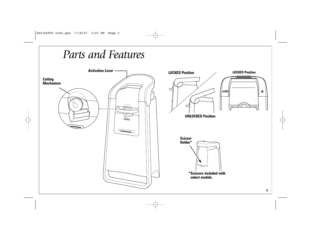 Parts and features | Hamilton Beach 76607 User Manual | Page 3 / 20