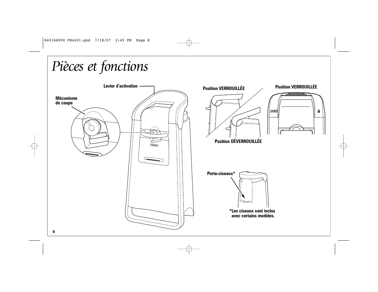 Pièces et fonctions | Hamilton Beach 76607 User Manual | Page 8 / 20