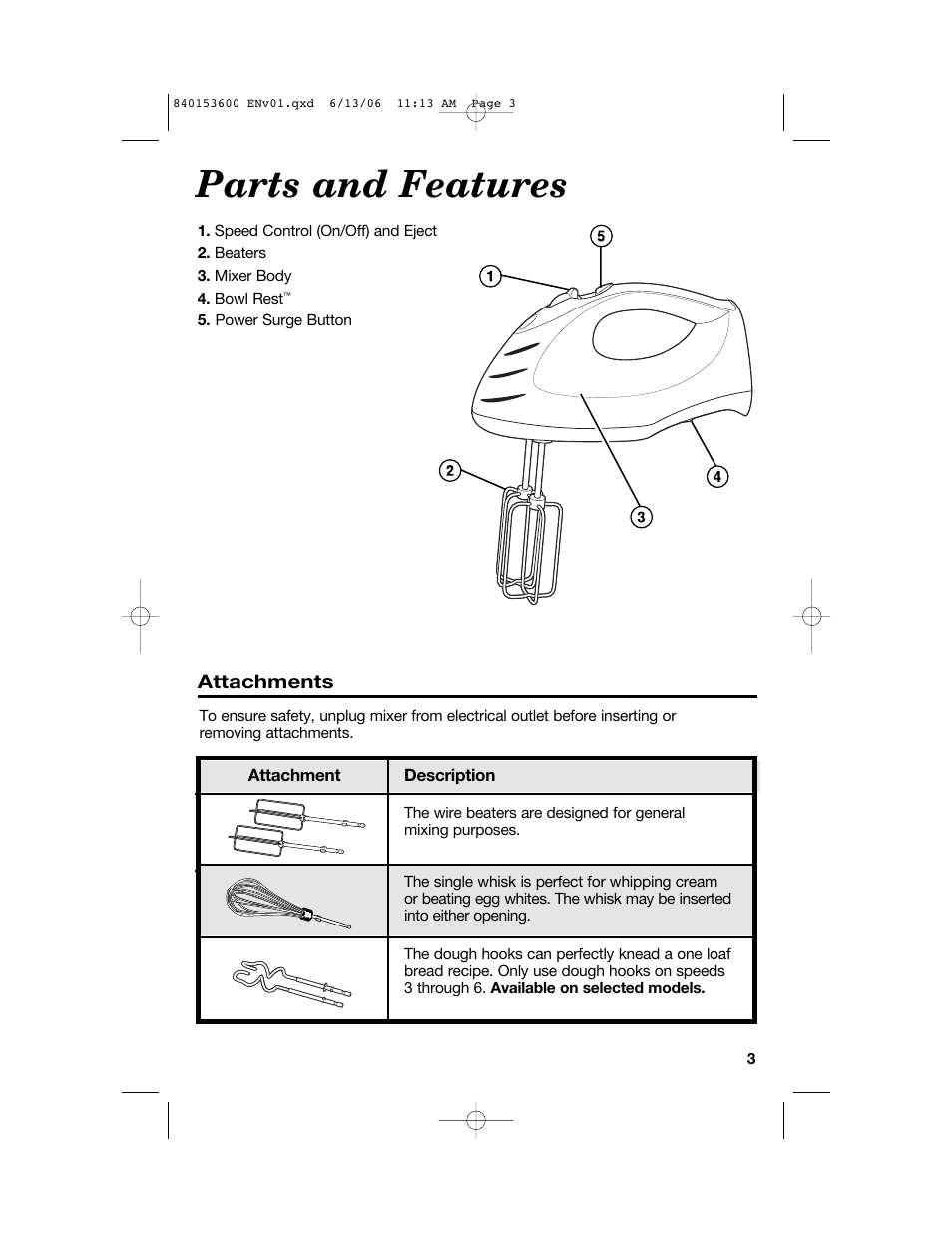 Parts and features | Hamilton Beach 62660 User Manual | Page 3 / 28