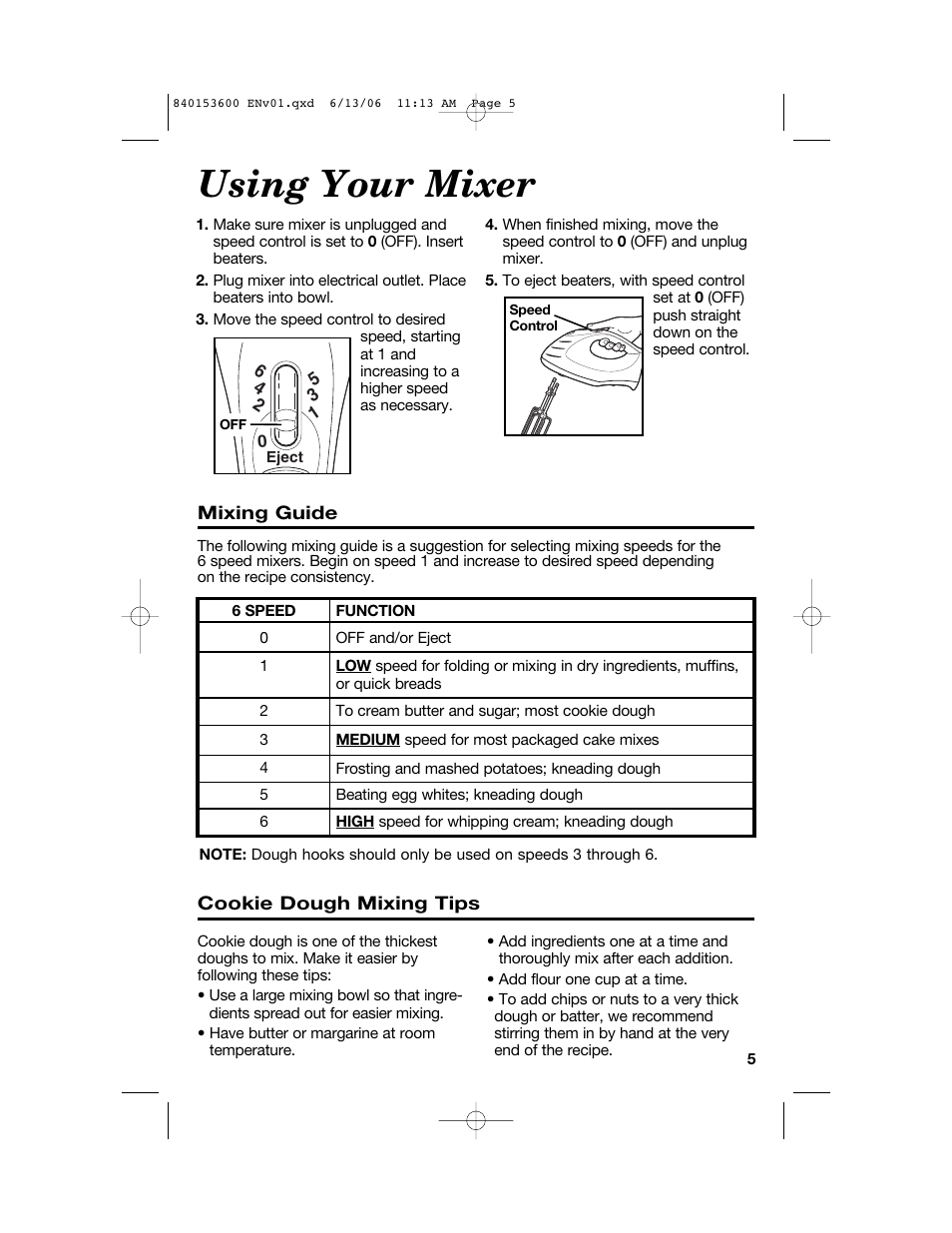 Using your mixer | Hamilton Beach 62660 User Manual | Page 5 / 28