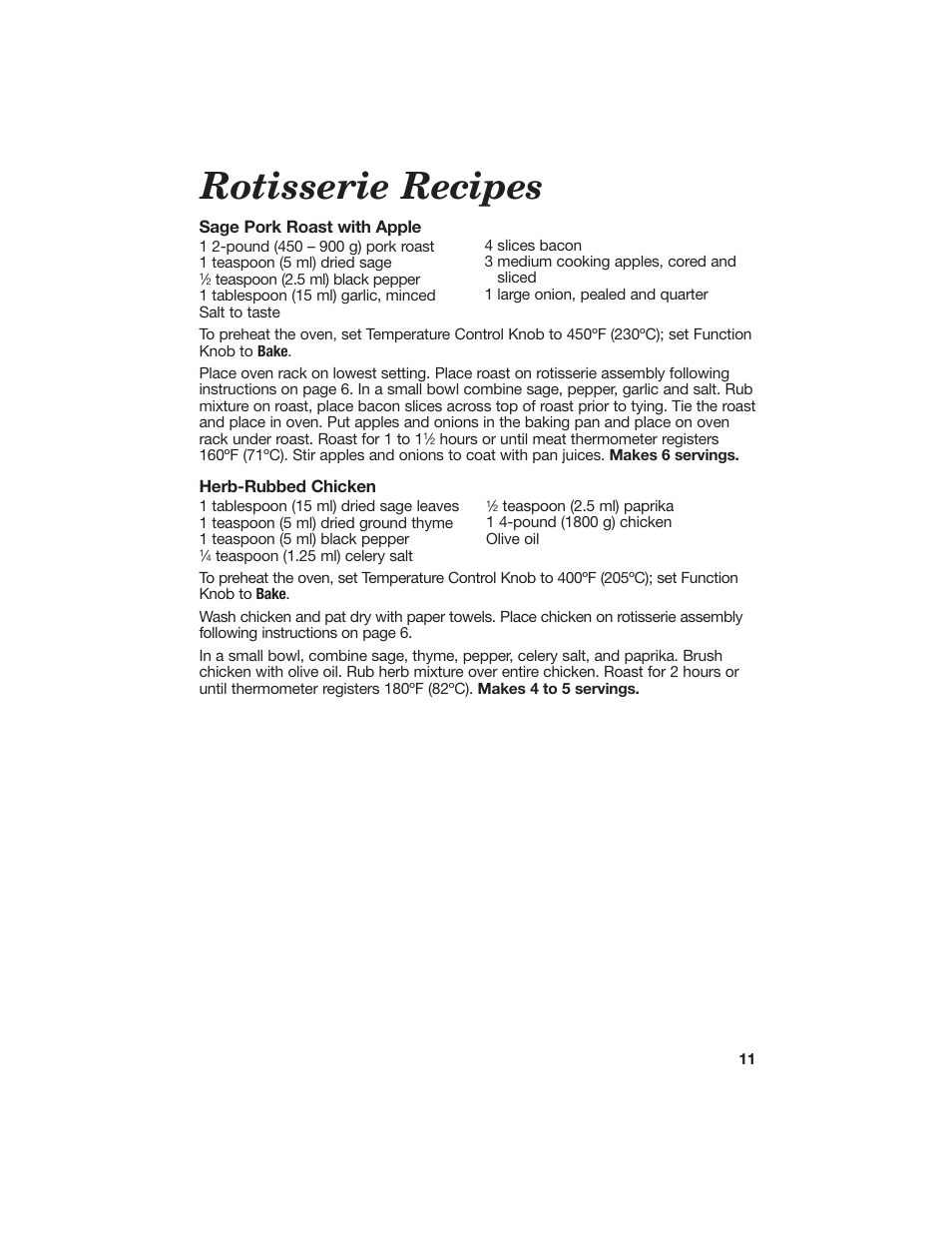 Rotisserie recipes | Hamilton Beach Countertop Oven with Convection User Manual | Page 11 / 13