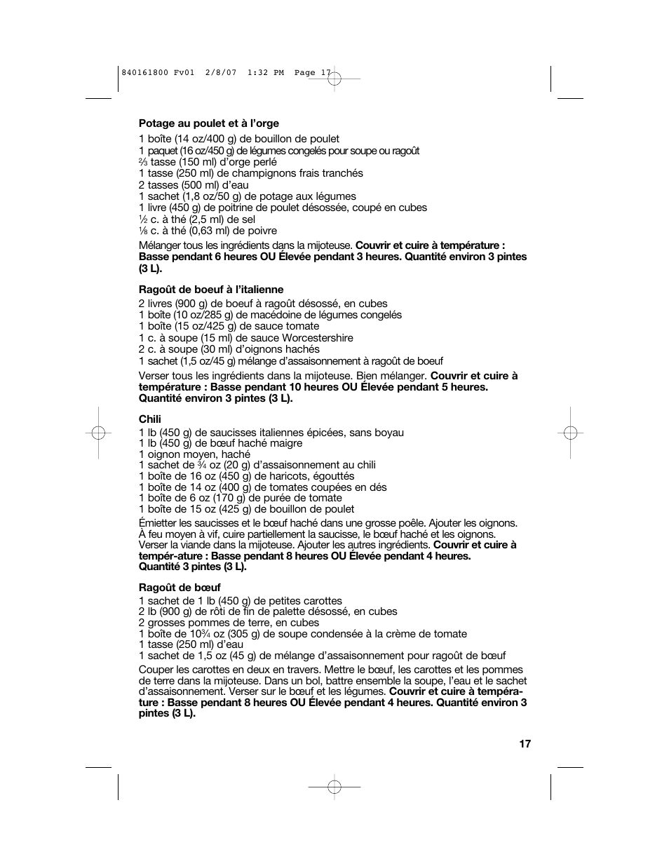 Hamilton Beach 840161800 User Manual | Page 17 / 32