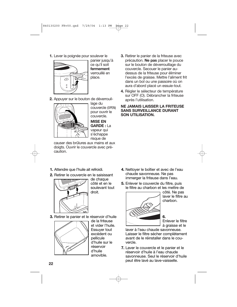 Nettoyage de la friteuse après la friture | Hamilton Beach 35020C User Manual | Page 22 / 44