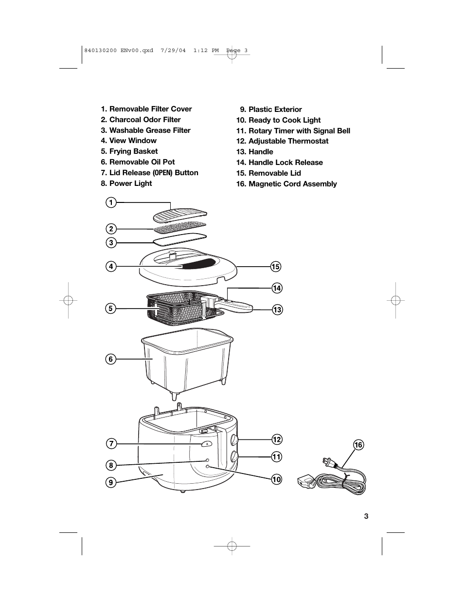 Parts and features | Hamilton Beach 35020C User Manual | Page 3 / 44