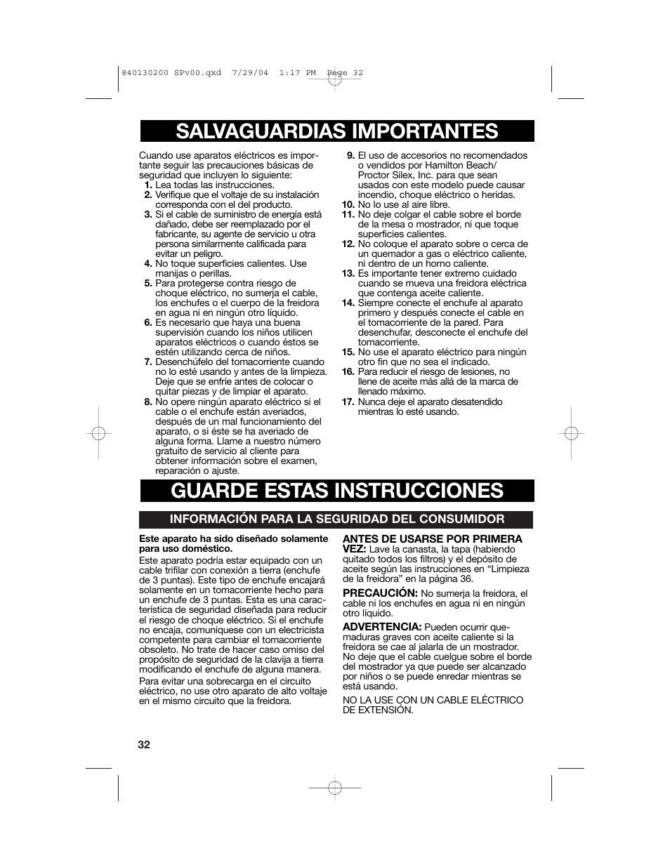 Hamilton Beach 35020C User Manual | Page 32 / 44