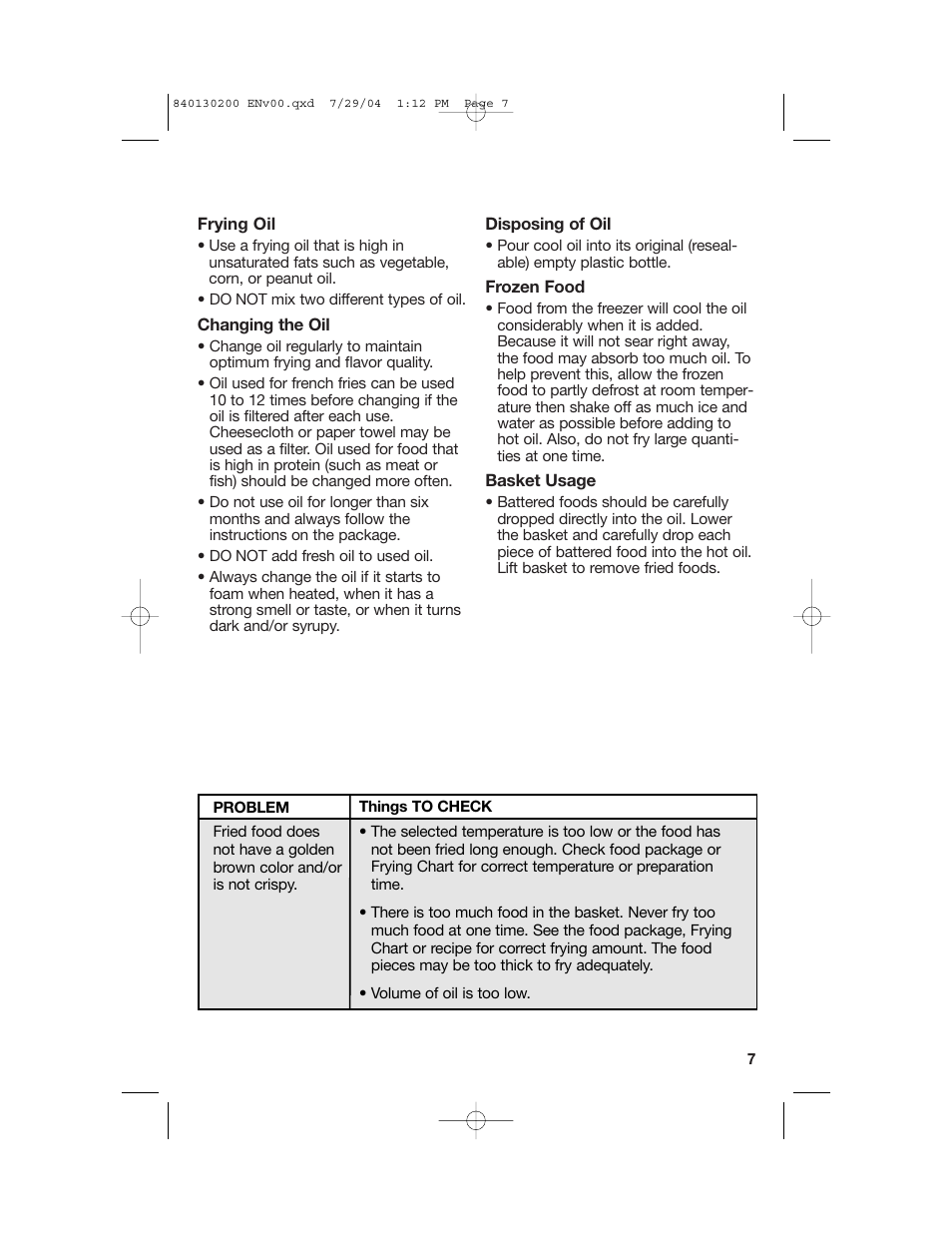 Fryer tips, Troubleshooting | Hamilton Beach 35020C User Manual | Page 7 / 44