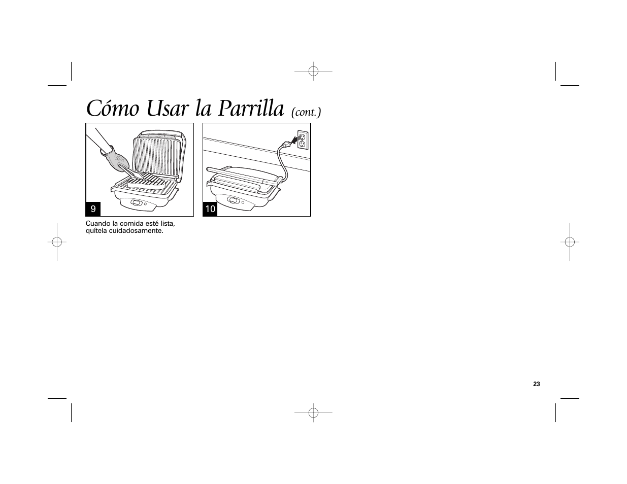 Cómo usar la parrilla | Hamilton Beach 840172701 User Manual | Page 23 / 32