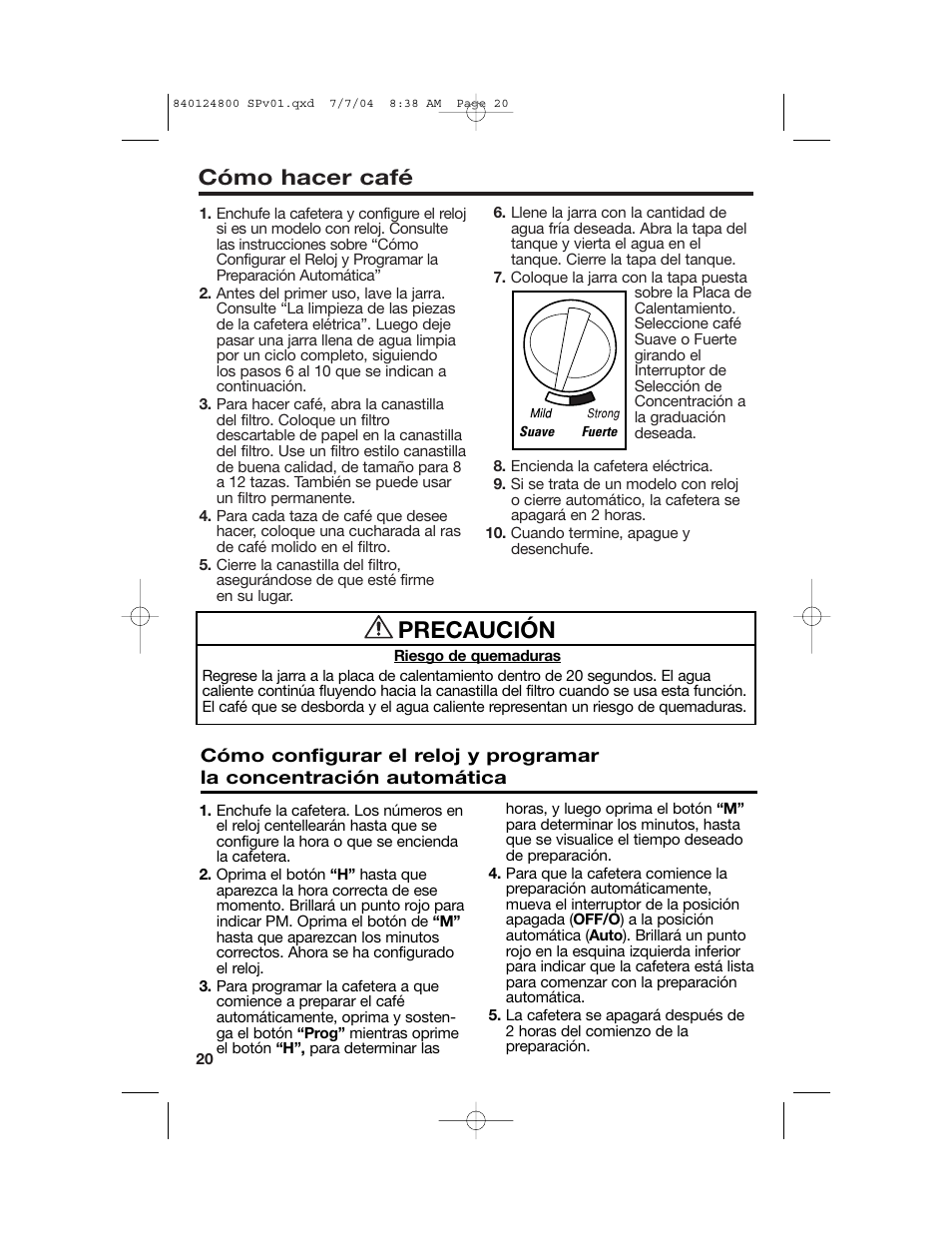 Precaución, Cómo hacer café | Hamilton Beach 46924 User Manual | Page 20 / 28