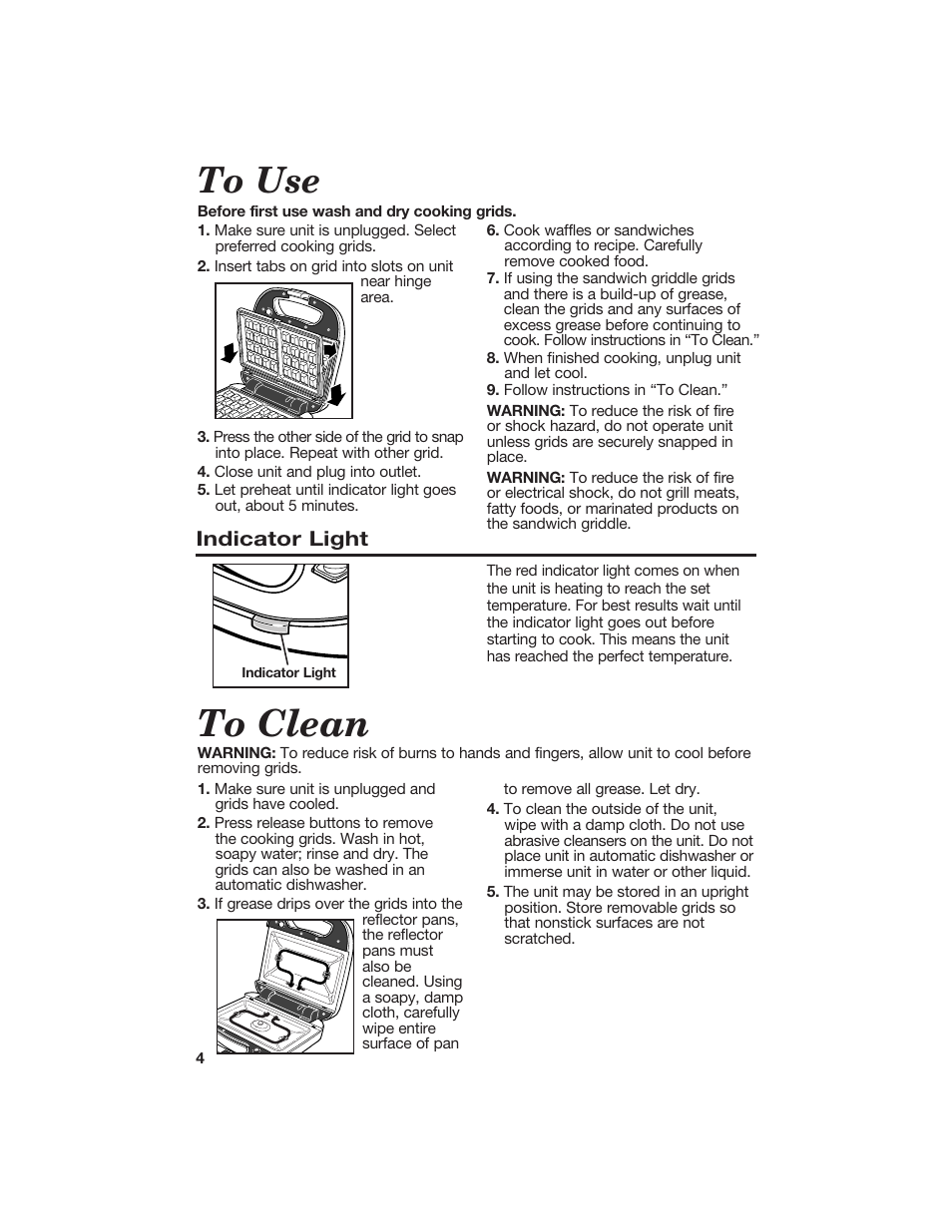 Indicator light | Hamilton Beach 840055700 User Manual | Page 4 / 8