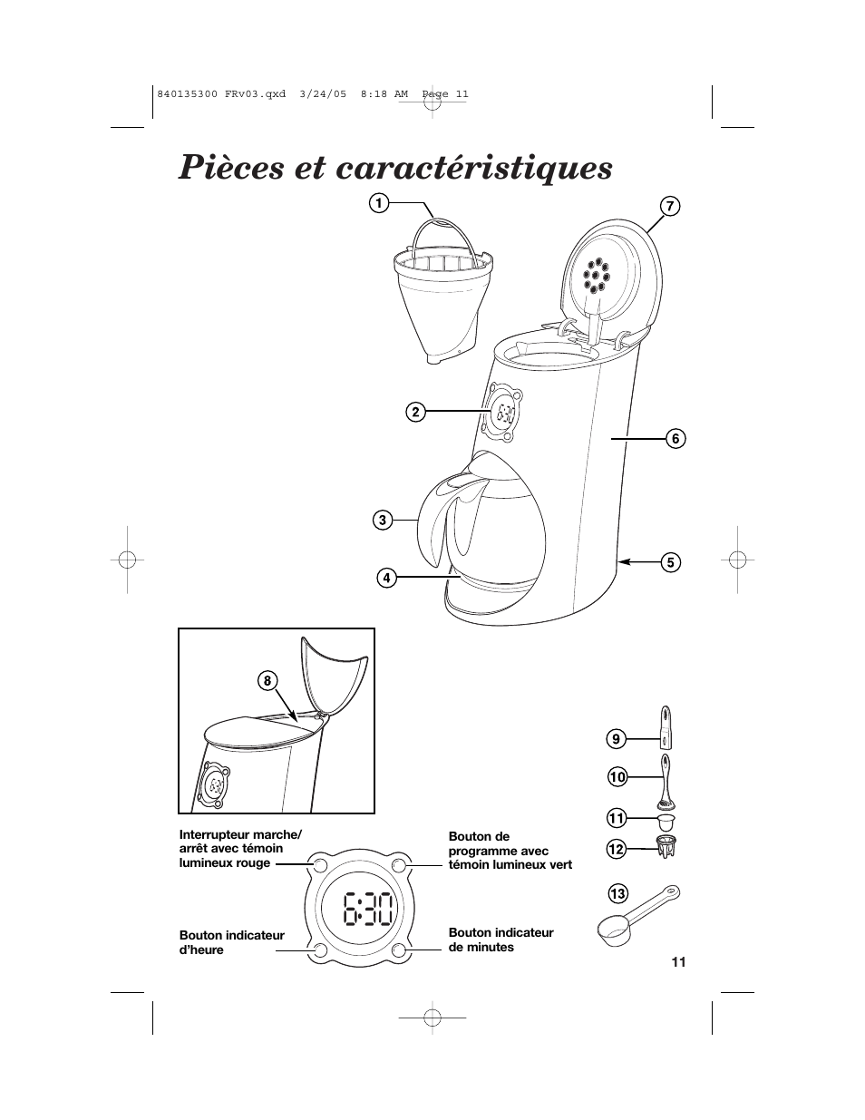 Pièces et caractéristiques | Hamilton Beach 42494 User Manual | Page 11 / 28