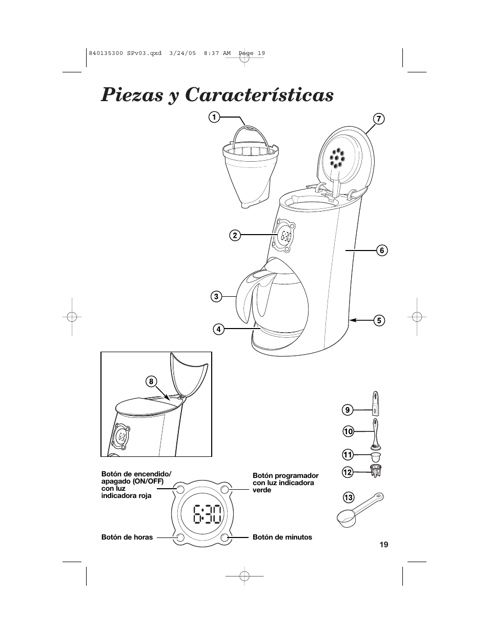 Piezas y características | Hamilton Beach 42494 User Manual | Page 19 / 28