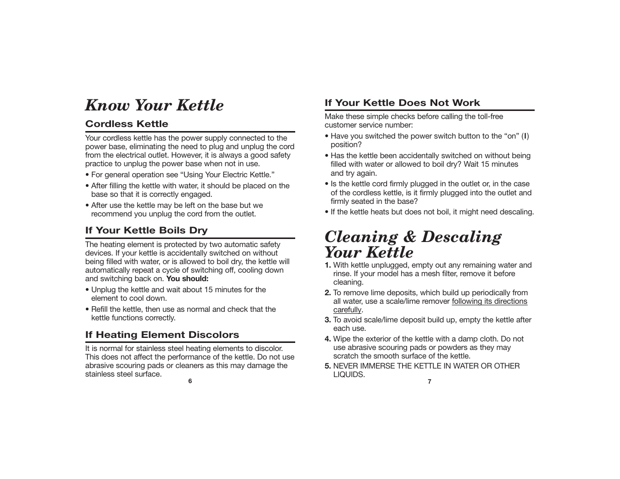 Know your kettle, Cleaning & descaling your kettle | Hamilton Beach 840055200 User Manual | Page 4 / 5