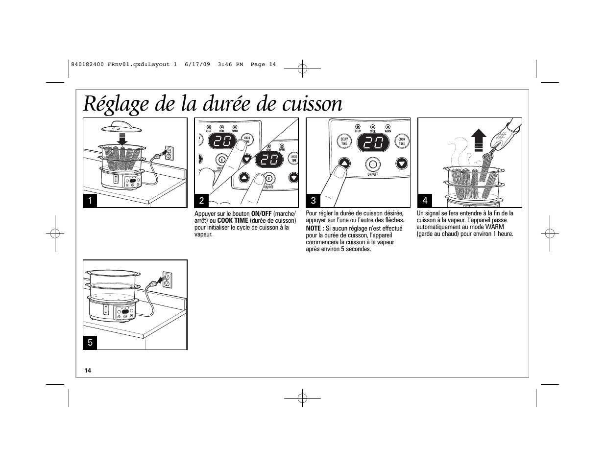 Réglage de la durée de cuisson | Hamilton Beach 37537 User Manual | Page 14 / 32