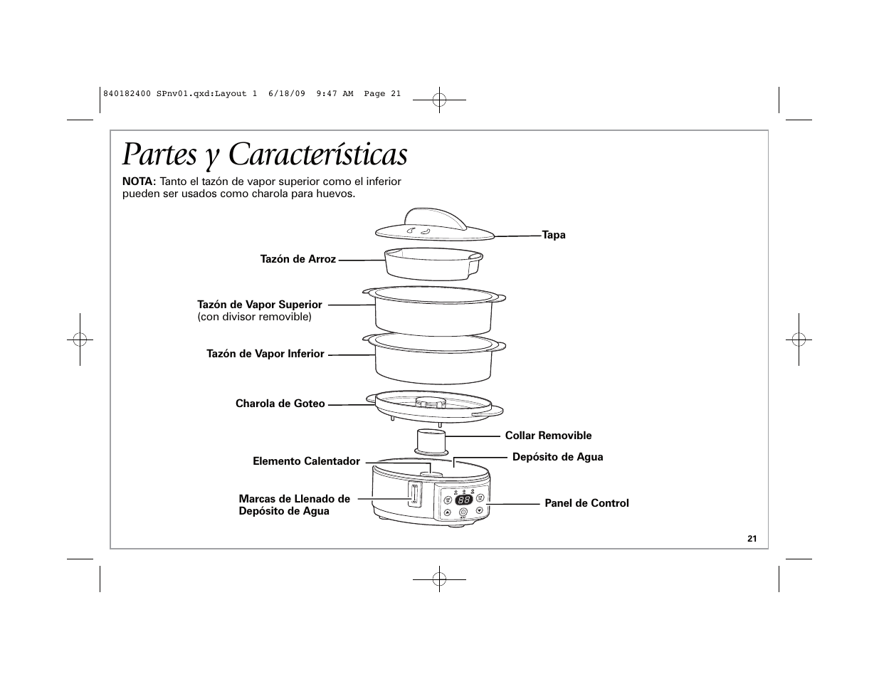 Partes y características | Hamilton Beach 37537 User Manual | Page 21 / 32