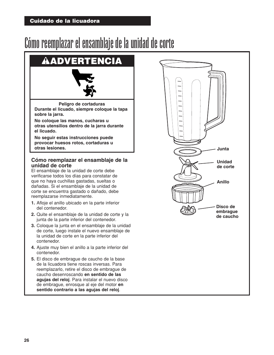 Wadvertencia | Hamilton Beach HBB908 User Manual | Page 26 / 28