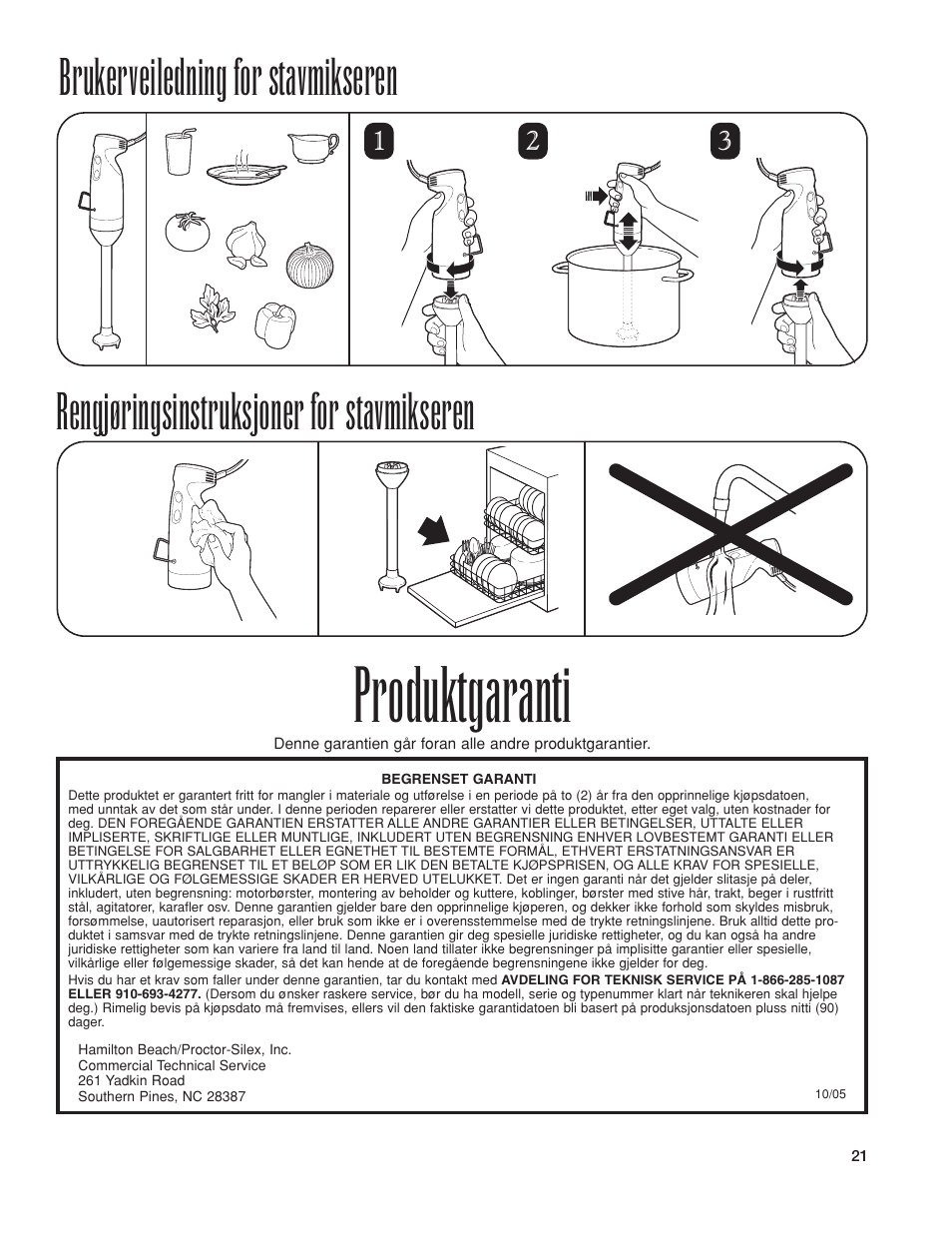 Produktgaranti | Hamilton Beach 1GHMI 200 User Manual | Page 21 / 36