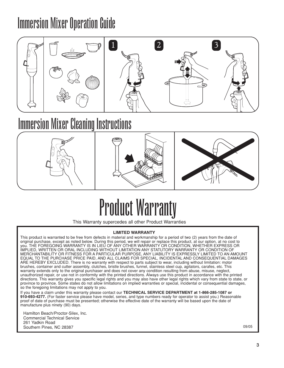 Product warranty | Hamilton Beach 1GHMI 200 User Manual | Page 3 / 36