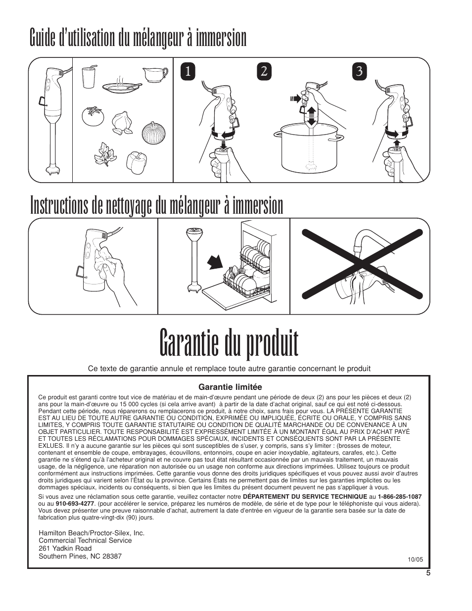 Garantie du produit | Hamilton Beach 1GHMI 200 User Manual | Page 5 / 36