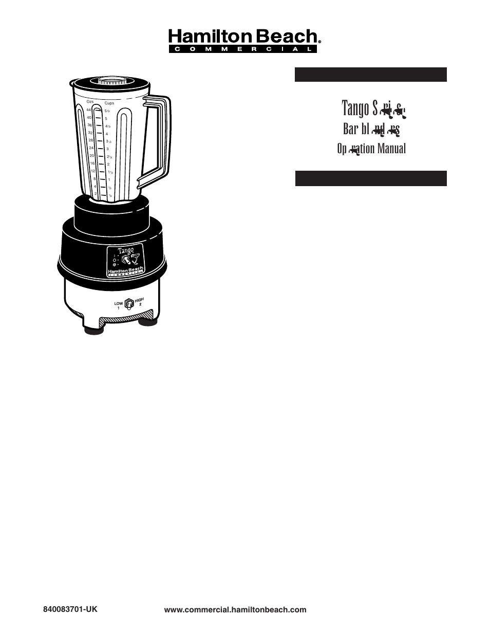 Hamilton Beach Tango Series User Manual | 8 pages