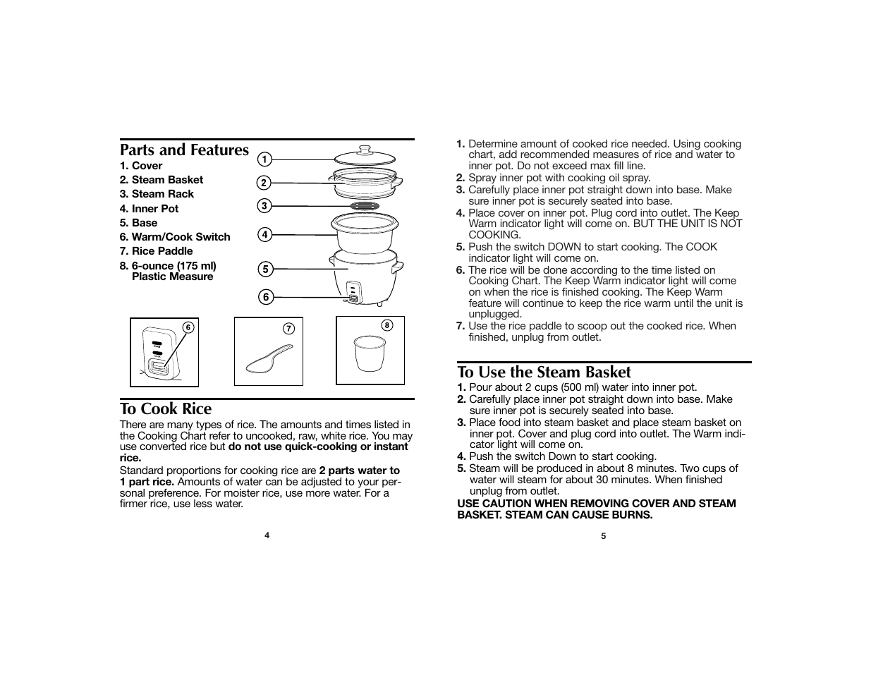 Parts and features | Hamilton Beach 840120500 User Manual | Page 3 / 4