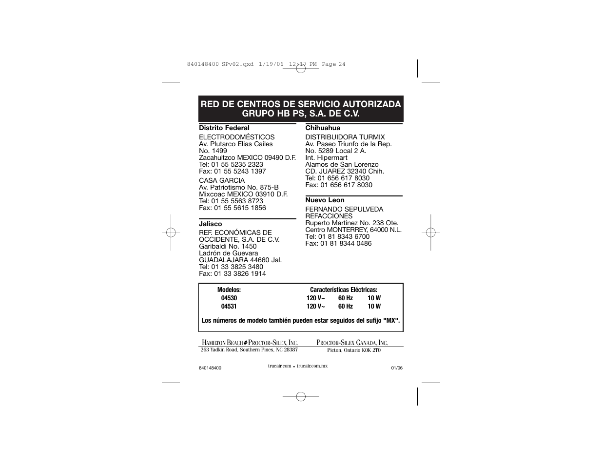 Hamilton Beach 840148400 User Manual | Page 14 / 14