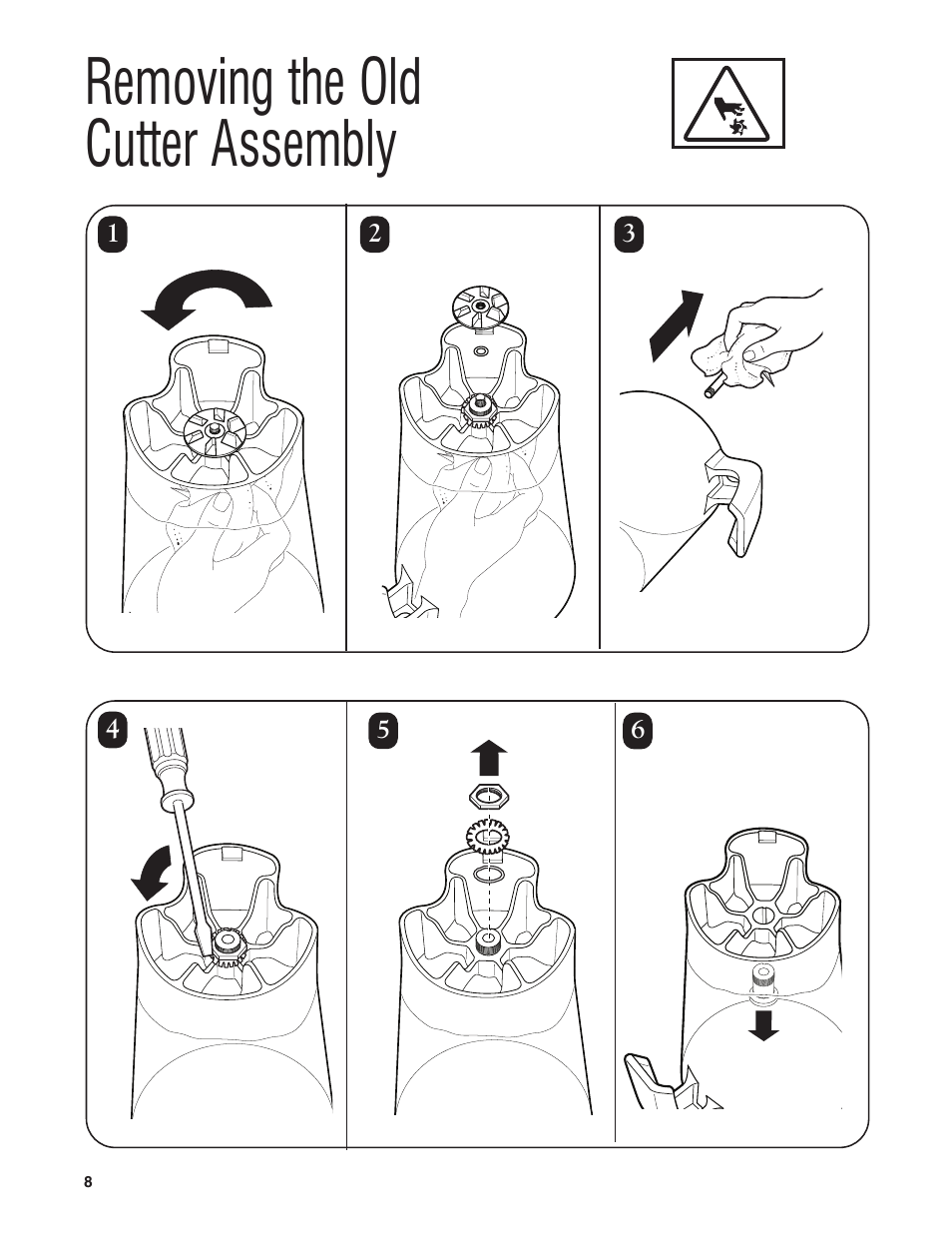 Removing the old cutter assembly | Hamilton Beach HBB250S User Manual | Page 8 / 32