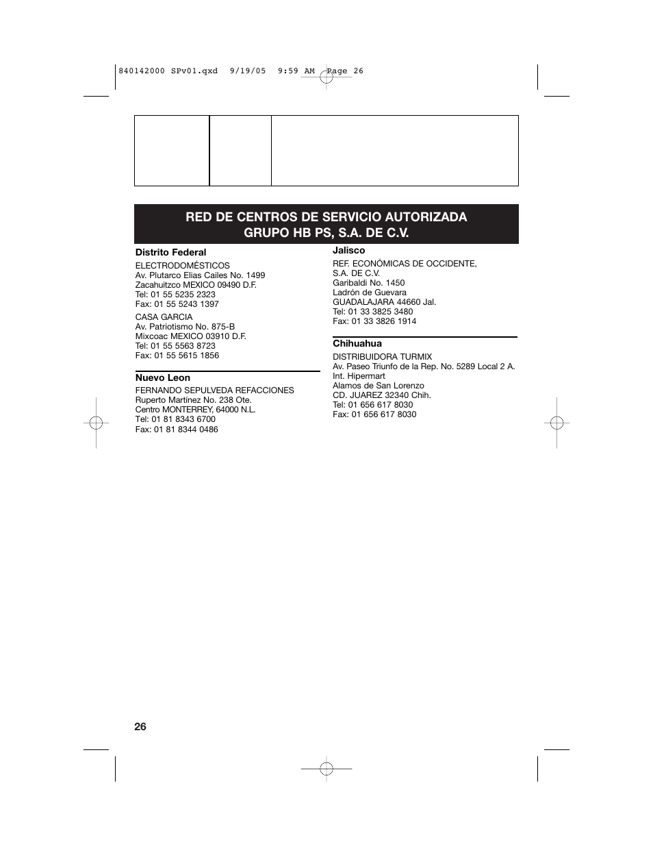 Hamilton Beach 840142000 User Manual | Page 26 / 28