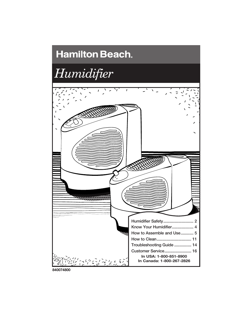 Hamilton Beach 840074800 User Manual | 16 pages