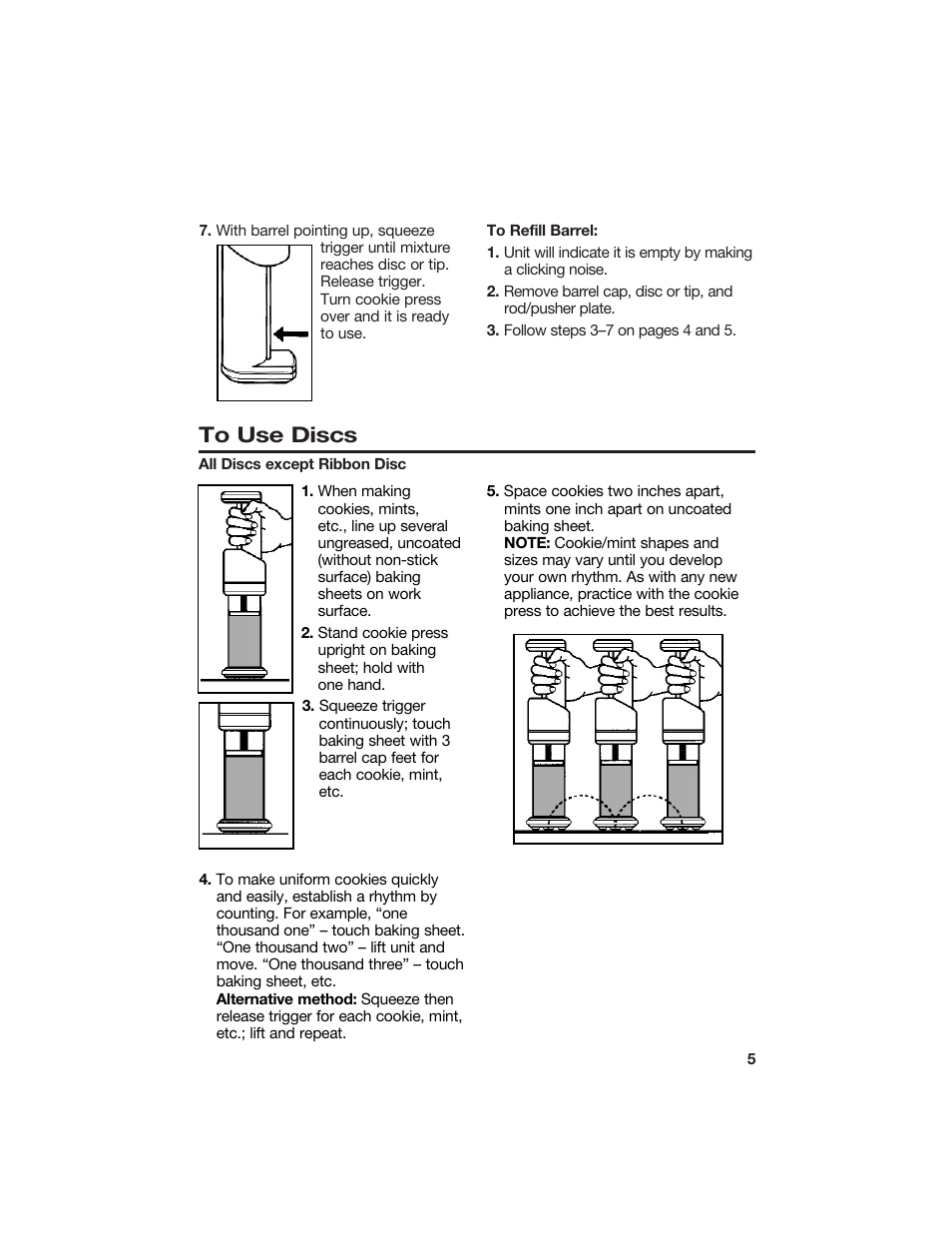Hamilton Beach Cookie Press and Cake & Food Decorator User Manual | Page 5 / 18
