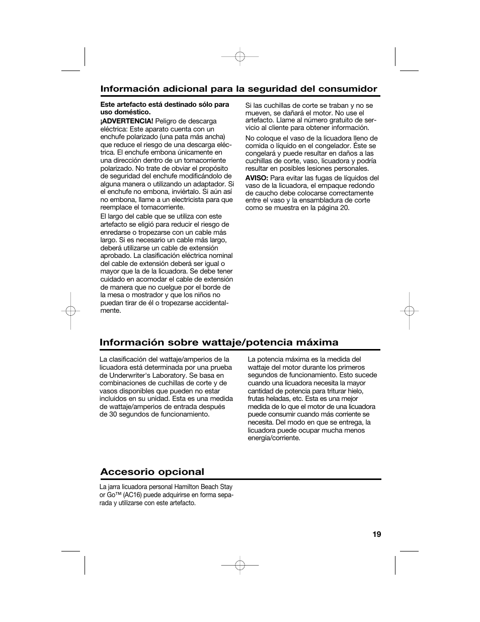 Hamilton Beach 54616C User Manual | Page 19 / 28