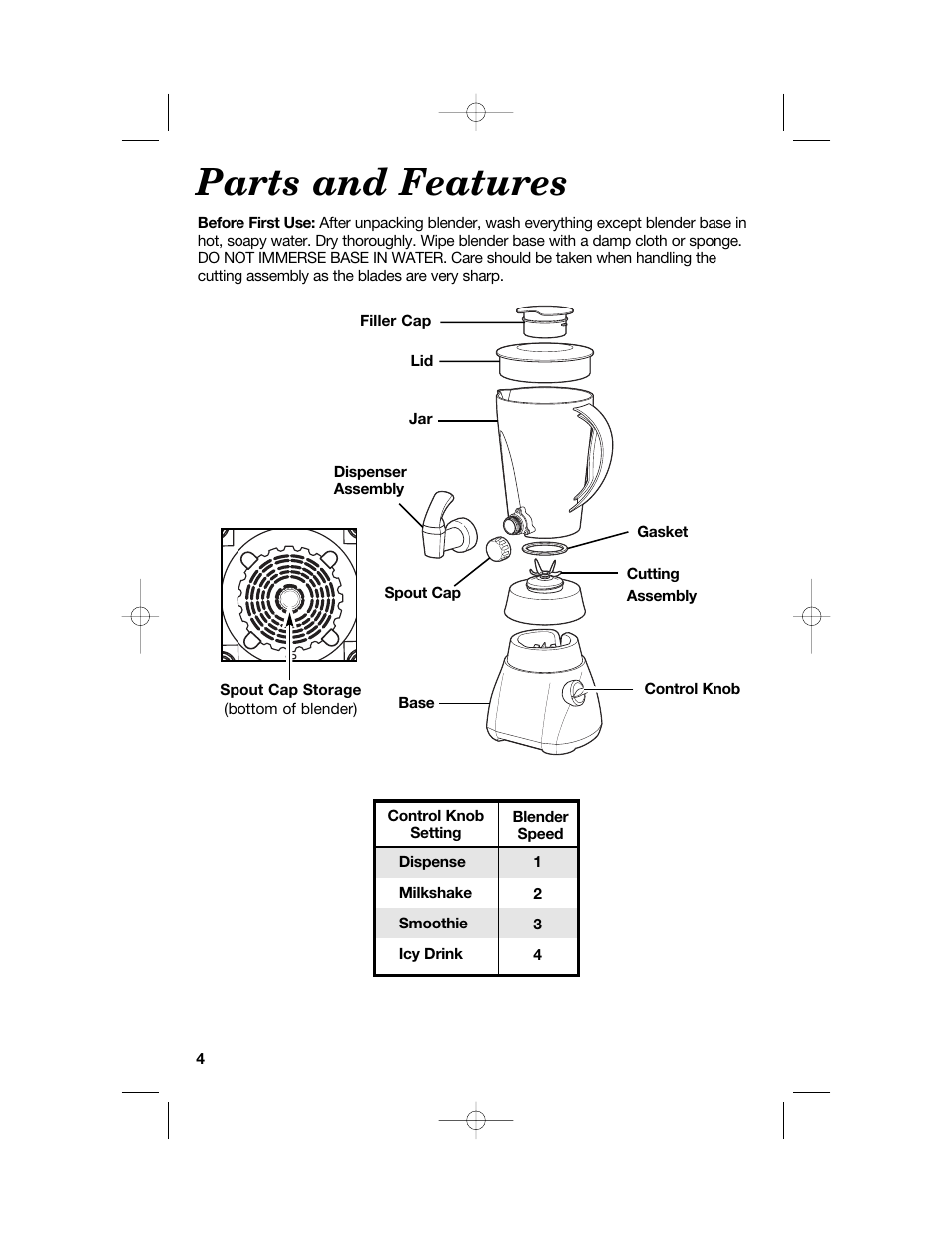 Parts and features | Hamilton Beach 54616C User Manual | Page 4 / 28