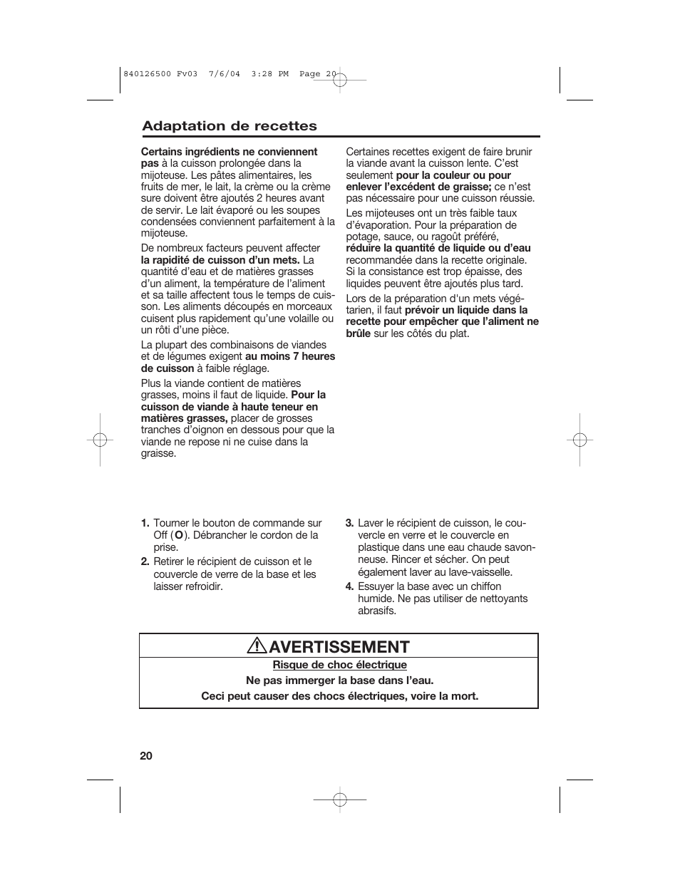 Nettoyage, Avertissement | Hamilton Beach 33260 User Manual | Page 20 / 36