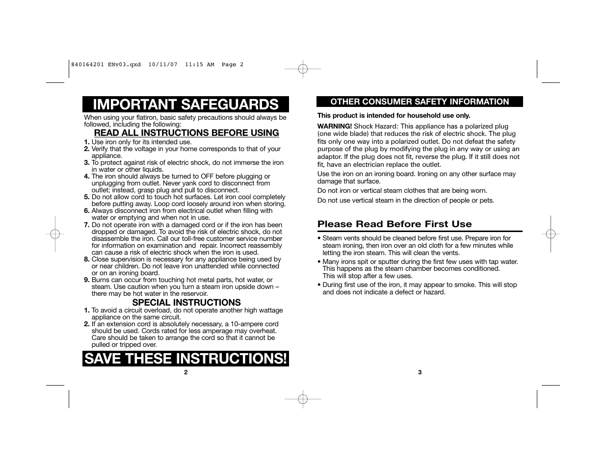 Important safeguards, Save these instructions | Hamilton Beach 840164201 User Manual | Page 2 / 24