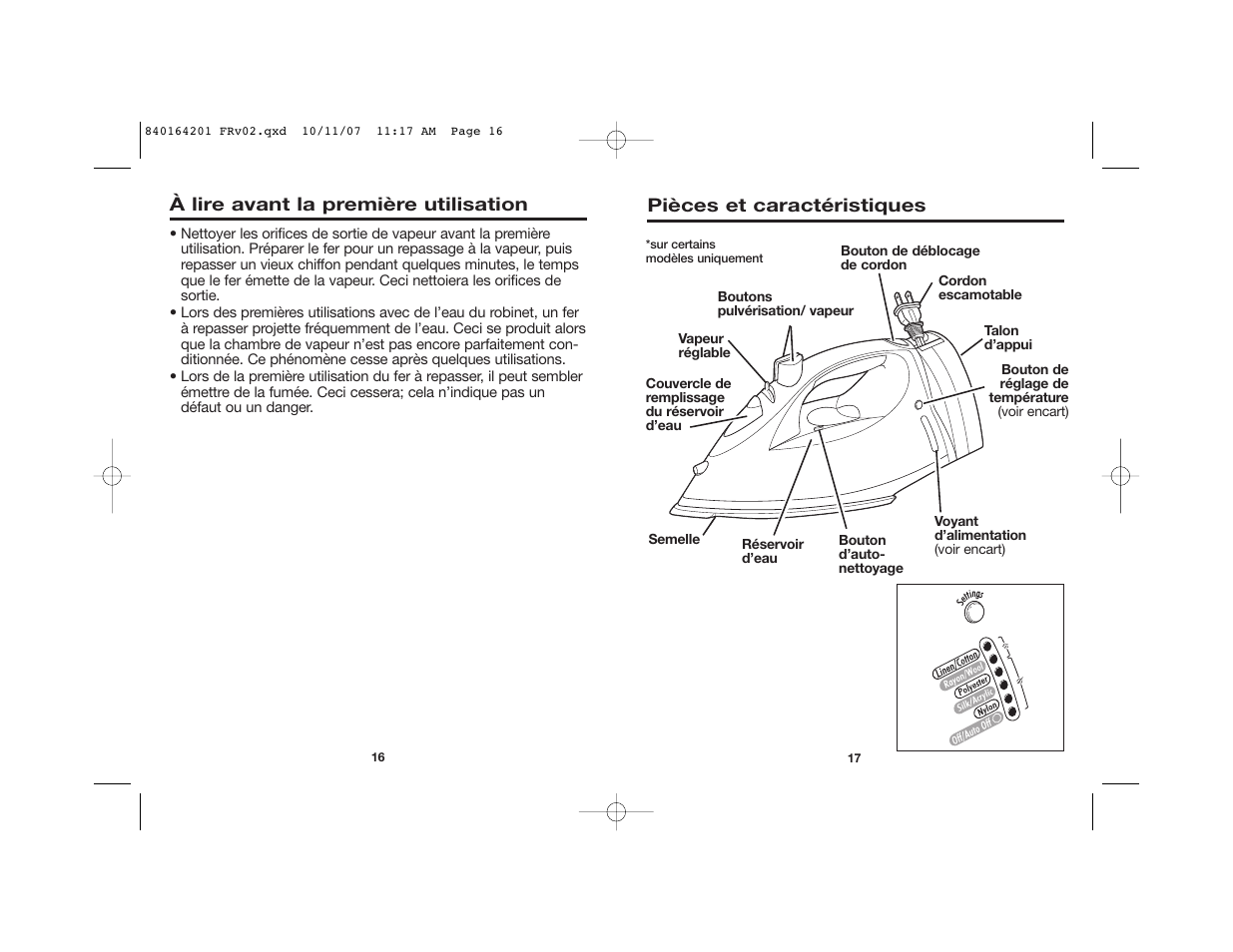 Pièces et caractéristiques, À lire avant la première utilisation | Hamilton Beach 840164201 User Manual | Page 9 / 24